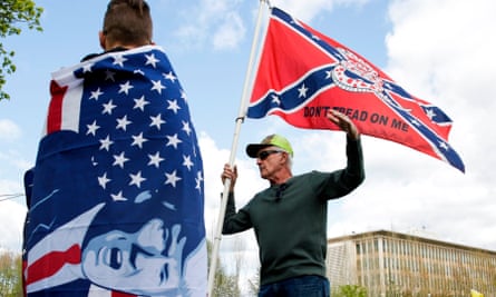 Protesters against Washington state’s stay-home order at the state capitol in Olympia in April.