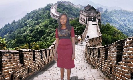 Kenyan Sevelyn Gat went viral after posting photos to Facebook of herself on a dream trip to China. The image shows Gat who has photoshopped herself onto an image of the Great Wall of China.