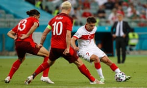 Turkey’s forward Cengiz Under on the ball.