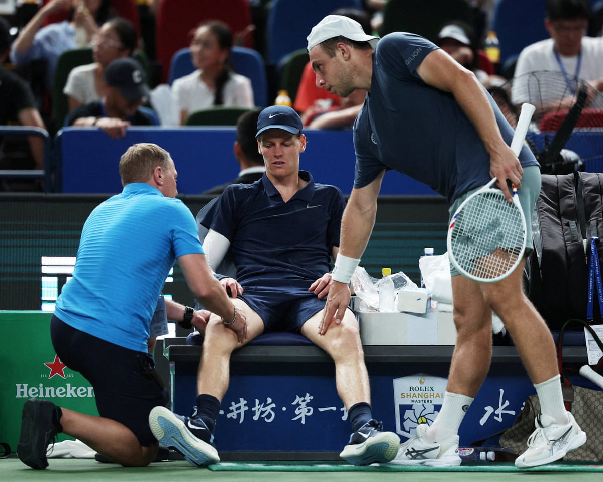 Jannik Sinner retires with cramp to give Griekspoor victory at Shanghai Masters | Tennis | The Guardian