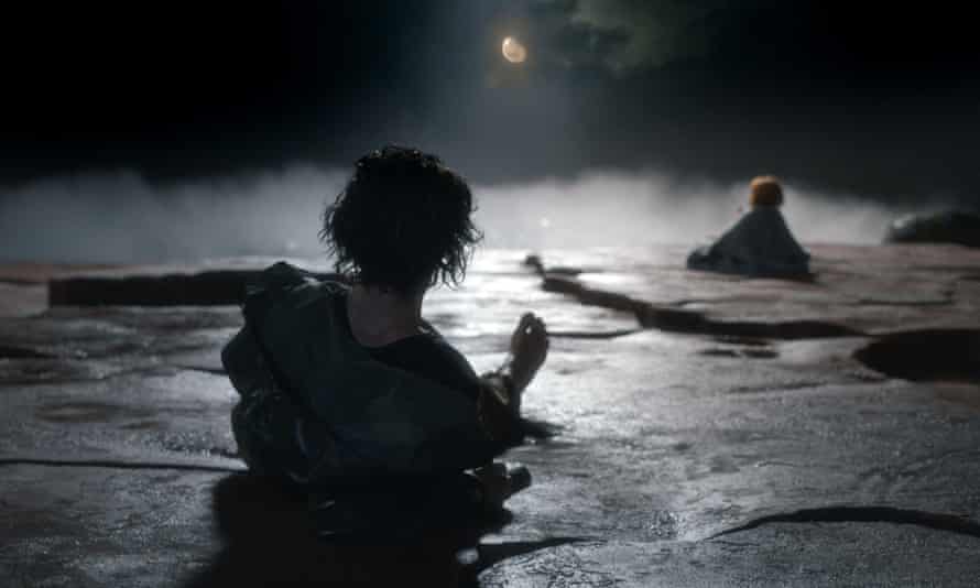 Adam Driver’s Henry and his puppet daughter in Annette.