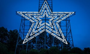 The world’s largest manmade star overlooking Roanoke, Virginia from Mill Mountain.