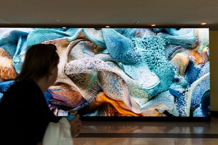 AI-generated art on display at the UN headquarters in New York.