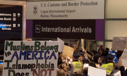 A protest against President Trump’s immigration ban at Logan International airport in Boston, Massachusetts in 2017.