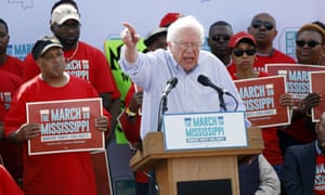 Bernie Sanders at a pro-union rally near Nissan’s Mississippi plant on 4 March 2017.