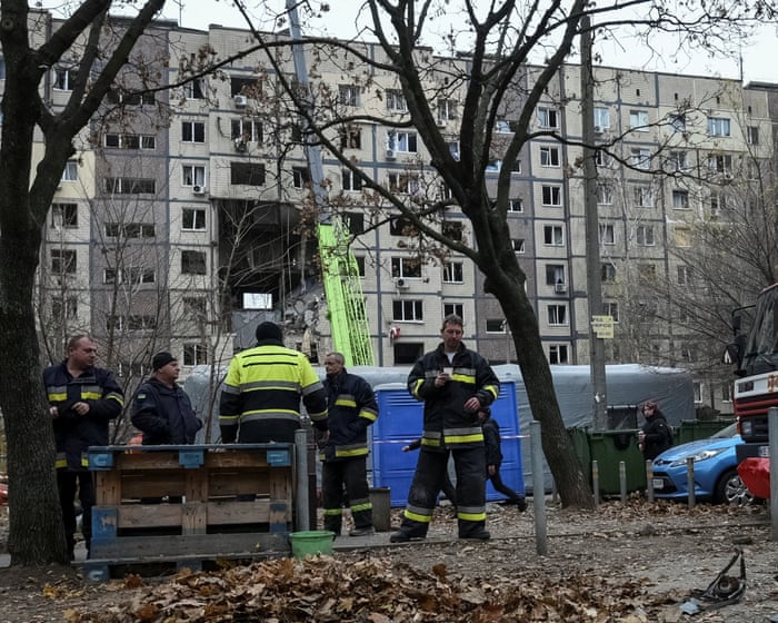 Dnipro residents rescued from tower block after fatal Russian drone strike - video