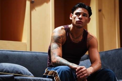Ryan Garcia waits in his locker room before his WBC welterweight title defense against Conor Benn.