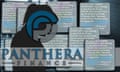 Composite with text messages and Panthera Finance logo