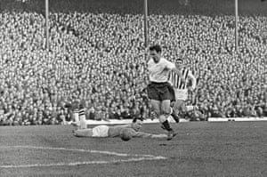 Greaves rounds West Bromwich Albion keeper Jock Wallace to score one of his two goals in Spurs’ 4-2 win in the FA Cup 5th Round