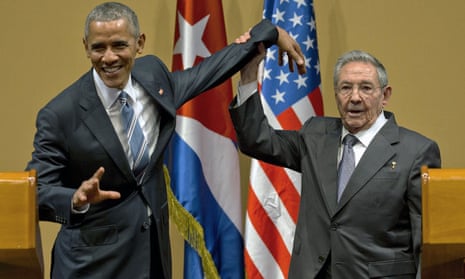Barack Obama and Raúl Castro: you really got a hold on me.