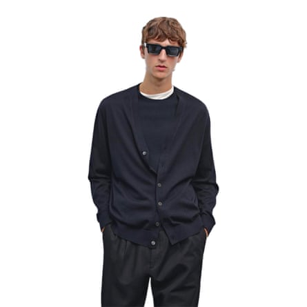 Massimo Dutti navy merino wool cardigan