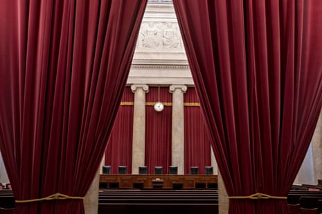 The courtroom bench at the US supreme court in Washington