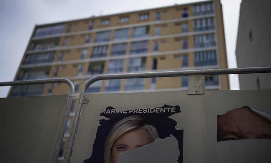 A defaced Le Pen poster in Marseille