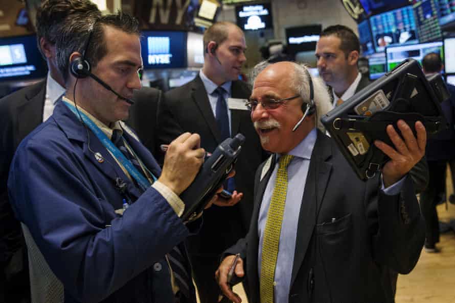Traders on the floor of the New York Stock Exchange today.