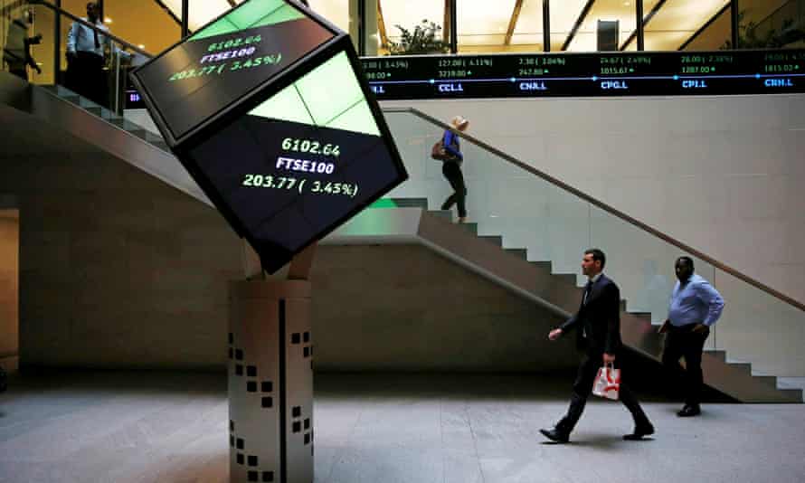 People locomotion  done  the lobby of the London Stock Exchange successful  London