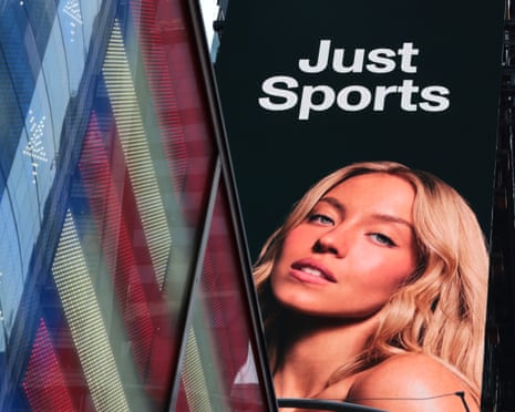 Sydney Sweeney on a billboard in Times Square in New York