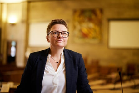 Bev Craig standing in a council chamber
