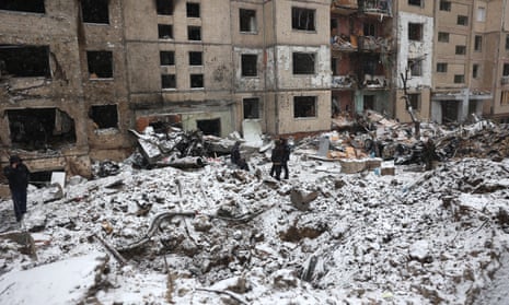 A Russian missile attack in central Kyiv, on 3 January 2024, destroyed a block of flats.