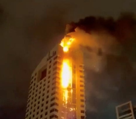 Middle East crisis live: Fire engulfs Kuwait city tower as Iranian strikes hit the Gulf; Trump says Iran being ‘decimated’