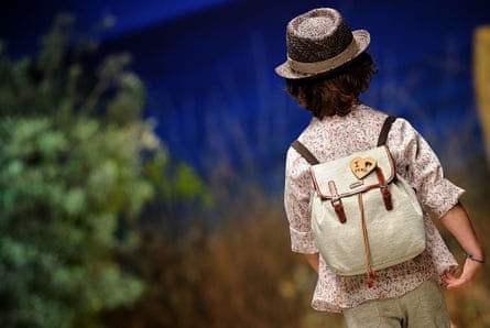 A Child model presents clothes by fashion label Fendi during.