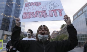 Solidarity. Kimori Shaw chants during a Justice for Jacob Blake march in Salt Lake City, Utah, on Monday.