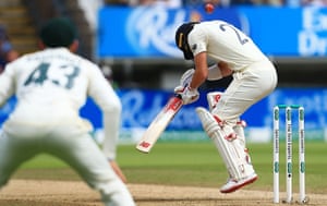 Rory Burns of England unsuccessfully avoided the discard.