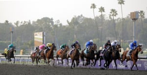 Zenyatta, ridden by Mike Smith is last as the field approaches the first turn during the 2009 Breeders’ Cup Classic at Santa Anita Park in California. Zenyatta won the race.