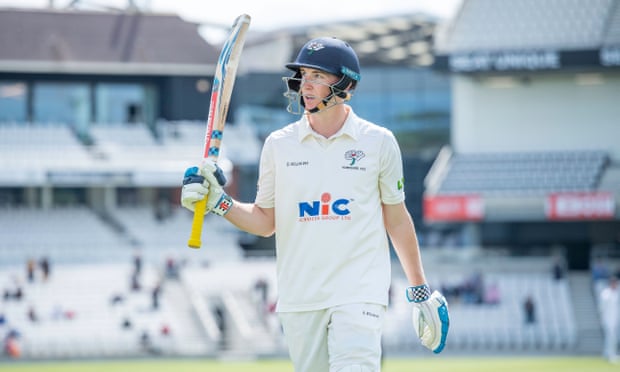 Harry Brook thanks the crowd after being dismissed for 194 against Kent in April.