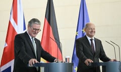 Keir Starmer, left, and Olaf Scholz at their press conference in Berlin on wednesday.