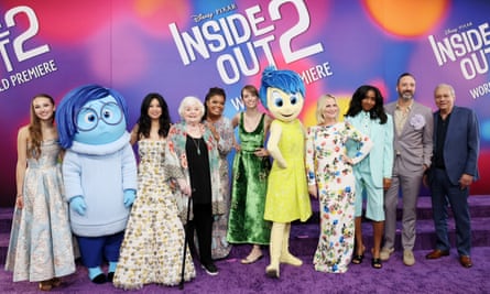 Poehler with Sadness, Joy and fellow voice actors Kensington Tallman, Liza Lapira, June Squibb, Yvette Nicole Brown, Maya Hawke, Ayo Edebiri, Tony Hale and Lewis Black at the Los Angeles premiere of Inside Out 2 on 10 June.