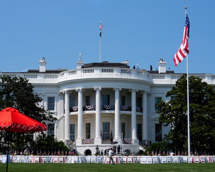 The White House, as seen from the South Lawn before a picnic for military families last month.