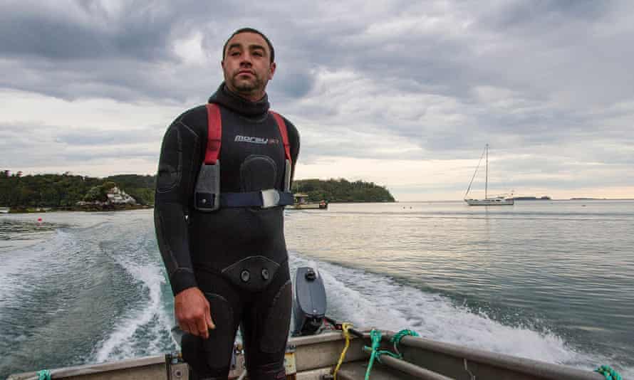 Paua diver Luke Simeon says he is sometimes scared to dive because of the increased interest of great white sharks off Stewart Island.