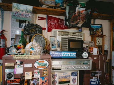 Stickers and newspaper clippings at person’s home