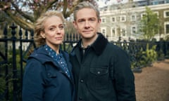 Freeman with former partner Abbington, left, in a BBC publicity shot for Sherlock.