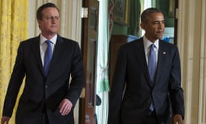 David Cameron and Barack Obama arrive for a joint press conference at the White House, Washington, in January 2015