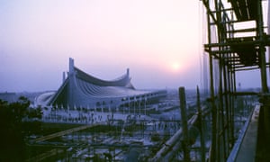 Sunrise at the Yoyogi national gymnasium in 1964, designed by Kenzo Tange.