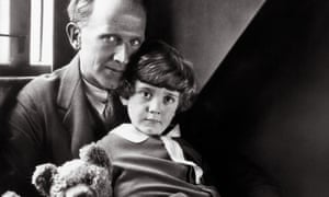 The child in time … AA Milne with the Christopher Robin and Pooh Bear in 1926. Photograph: Alamy