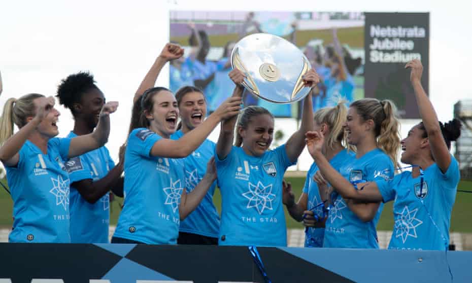 The Sydney FC squad celebrated winning the premiers’ plate before Friday’s A-League Women semi-final against Melbourne City.