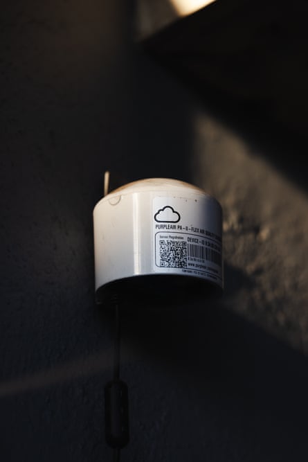 A cylindrical air quality sensor.