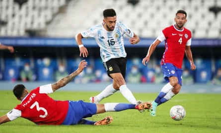 Nicolás González in action for Argentina this week against Chile in the Copa América