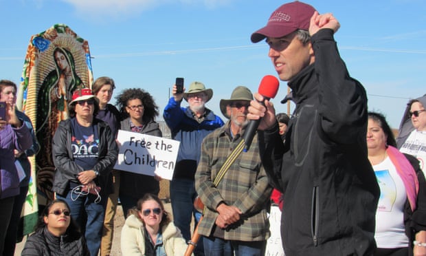Beto O’Rourke addresses activists at Tornillo.