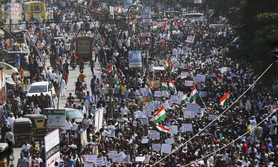A protest against the Citizenship Amendment Act in Mumbai, India, on Wednesday.