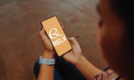 The Relx Group logo on a smartphone screen