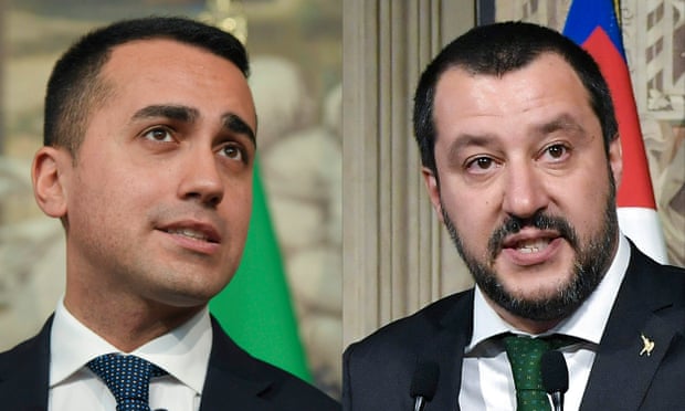 Luigi Di Maio, leader of the Five Star Movement, and Matteo Salvini, leader of the League