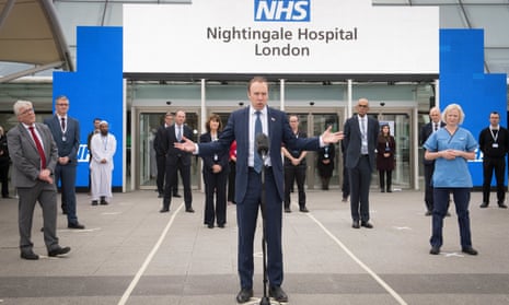 Matt Hancock at the opening of the NHS Nightingale hospital in April. The hospital had treated just 54 patients when it closed in May.