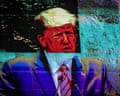 Treated image of a red-faced, angry looking Trump