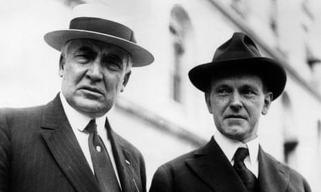 Warren G Harding, left, with Vice-President Calvin Coolidge.