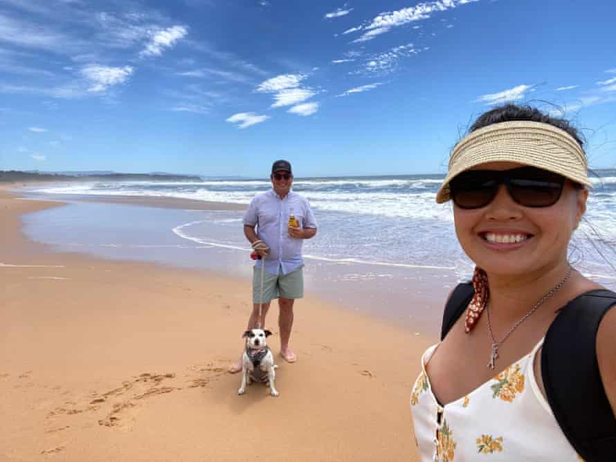 ‘It feels almost naughty to leave’: for returned Australians, open borders bring new dilemmas - The Guardian 4 Berny Nguyen and her husband Vladamir back in Australia with their rescue dog Ernie