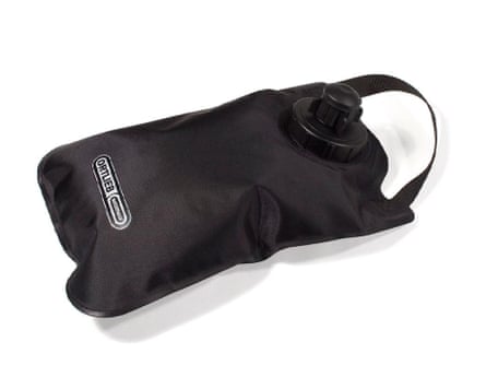 A black Ortlieb Water Bag