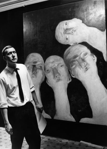 Baselitz in 1964, in front of Oberon, part of the artist’s ‘pandemonic phase’, exploring what happens when a society has to repress Nazi crimes against humanity.